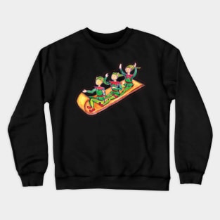 Elves on toboggan in gouache Crewneck Sweatshirt